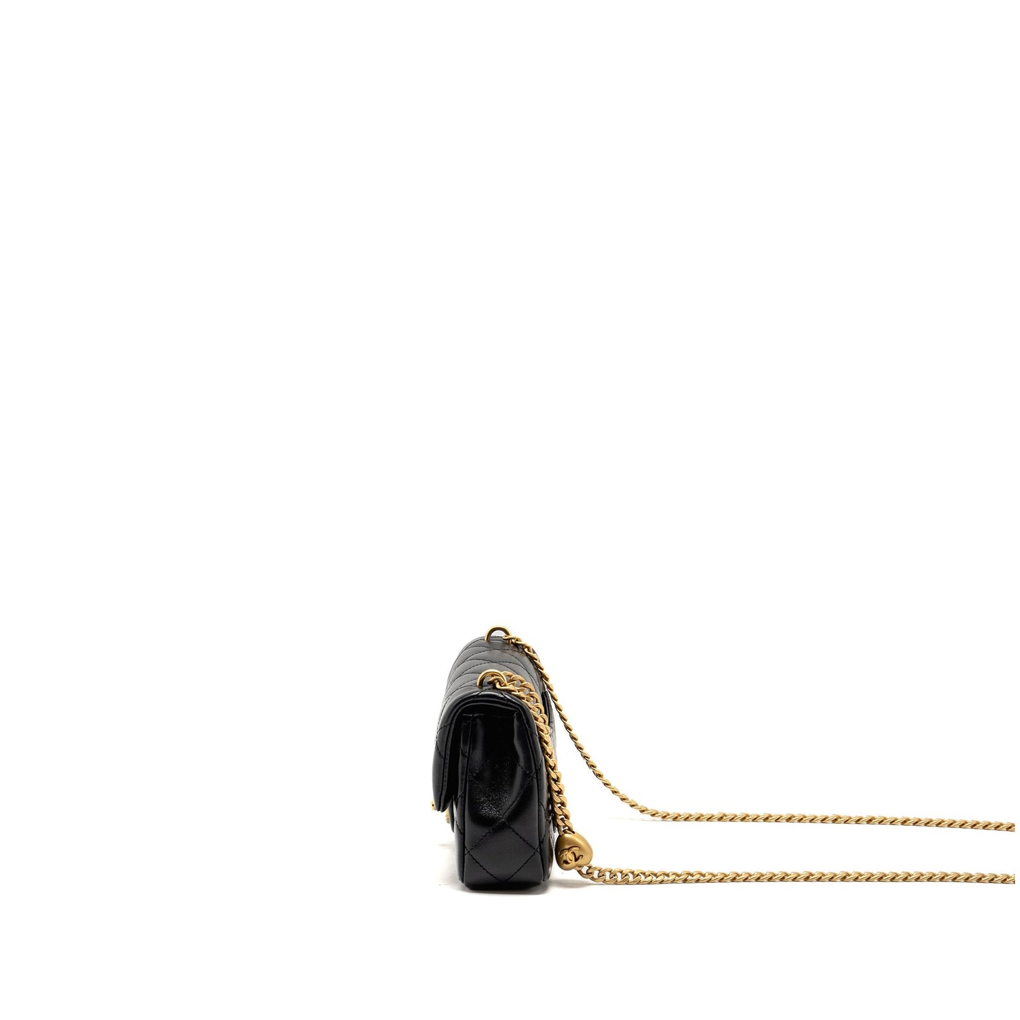 Chanel 25C Coco Love Adjustable Chain Shiny Lambskin Black  (Microchip)
