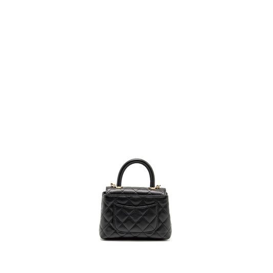 Chanel Coco Handle Clutch with Chain Caviar Black L (Microchip)