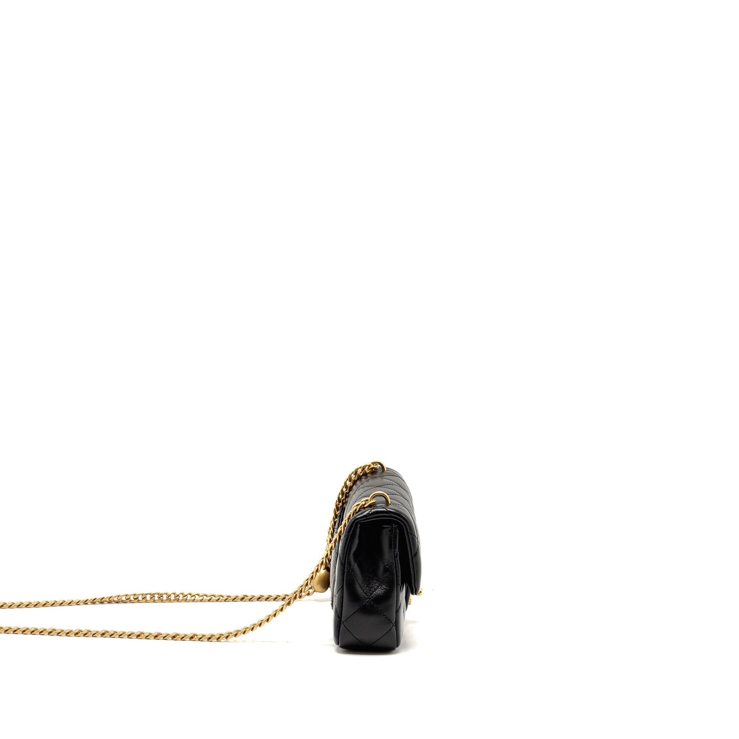 Chanel 25C Coco Love Adjustable Chain Shiny Lambskin Black  (Microchip)