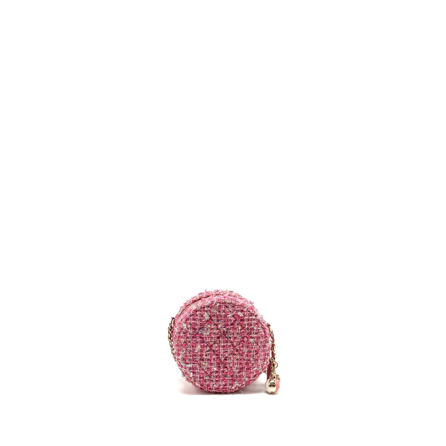 Chanel Round Clutch With Chain Tweed Pink/Multicolour L