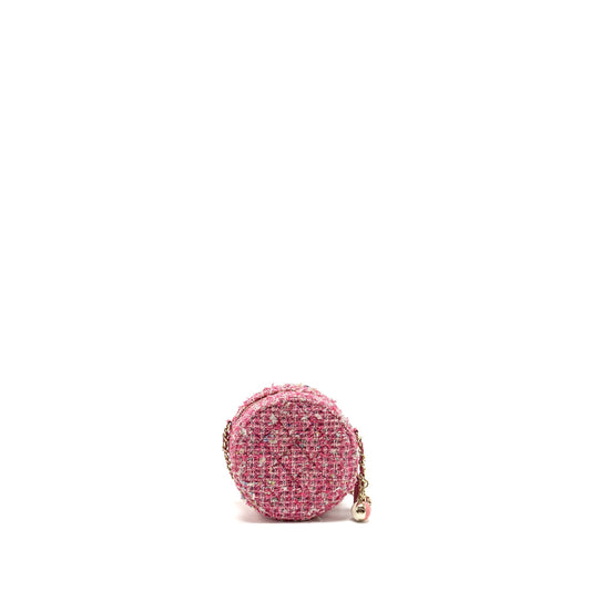 Chanel Round Clutch With Chain Tweed Pink/Multicolour L