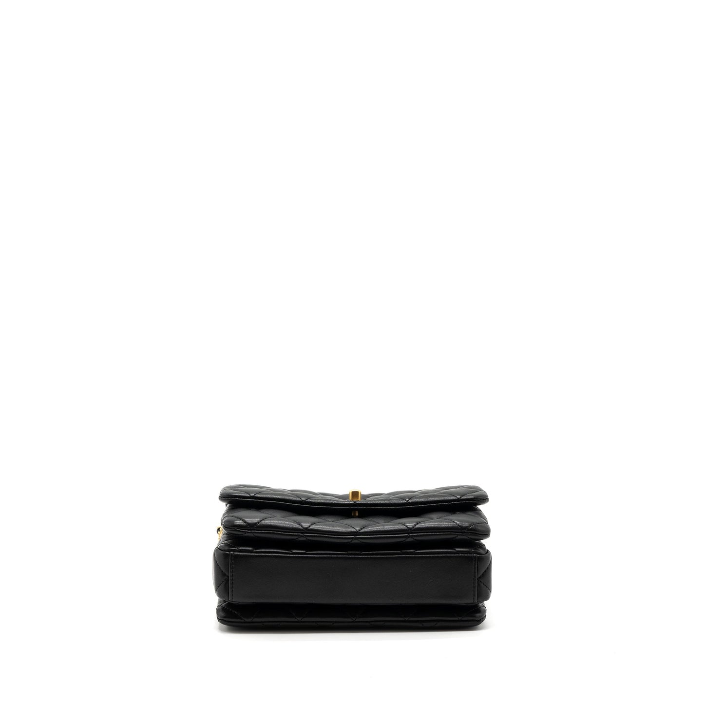 Chanel 22a Button On Chain Flap Shoulder Bag Lambskin Black Brushed (Microchip)