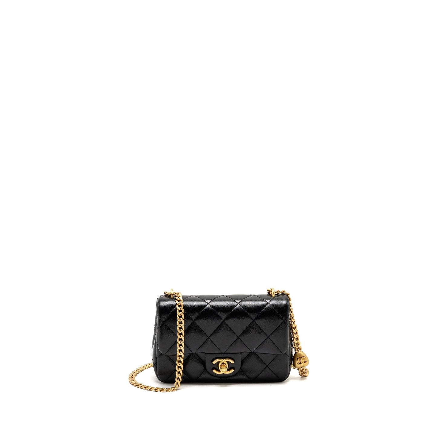 Chanel 25C Coco Love Adjustable Chain Shiny Lambskin Black  (Microchip)