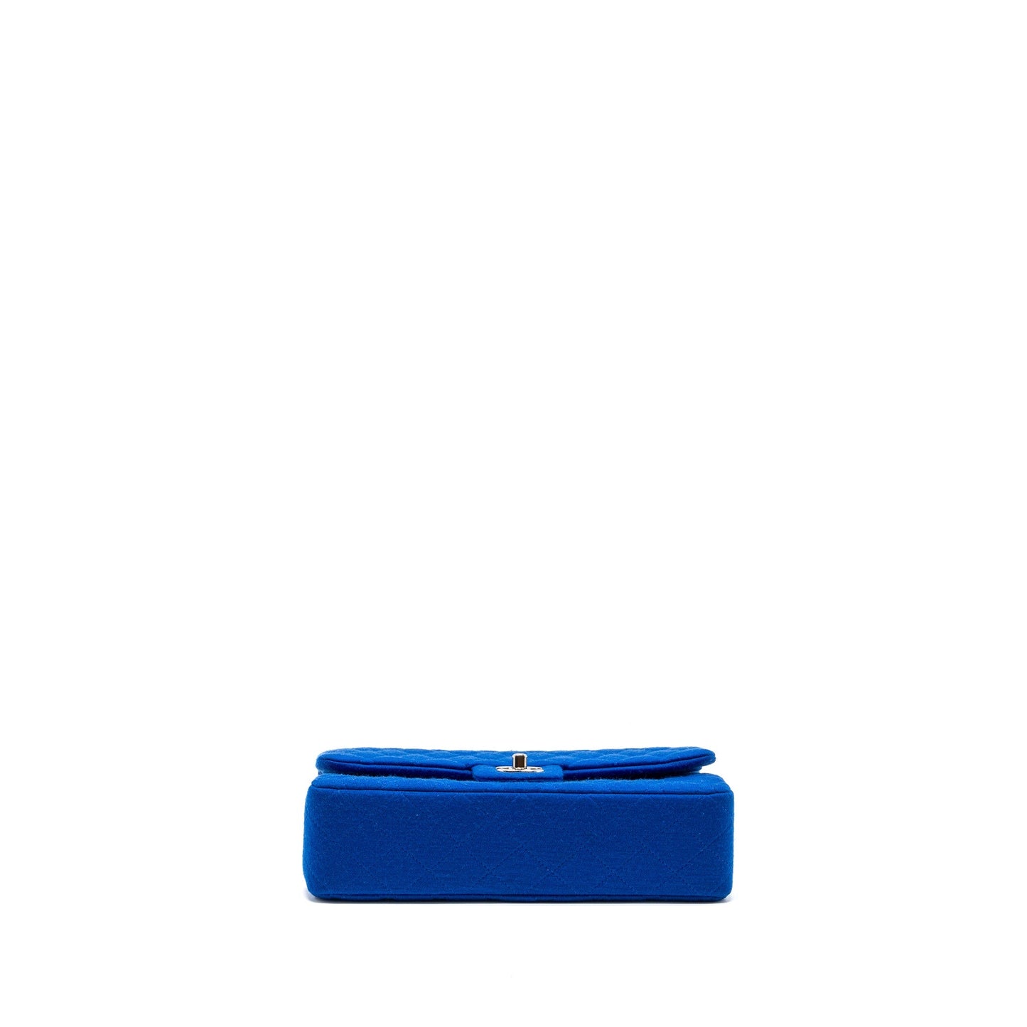 Chanel medium classic double flap bag fabric blue