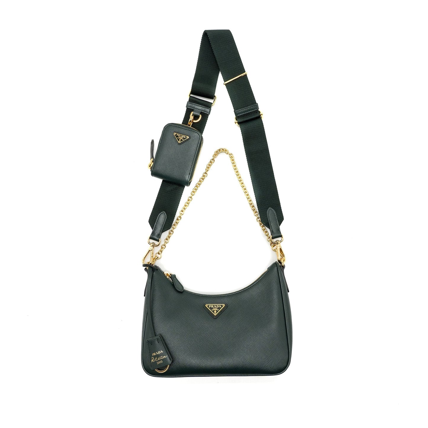 Prada Re-edition 2005 saffiano dark green