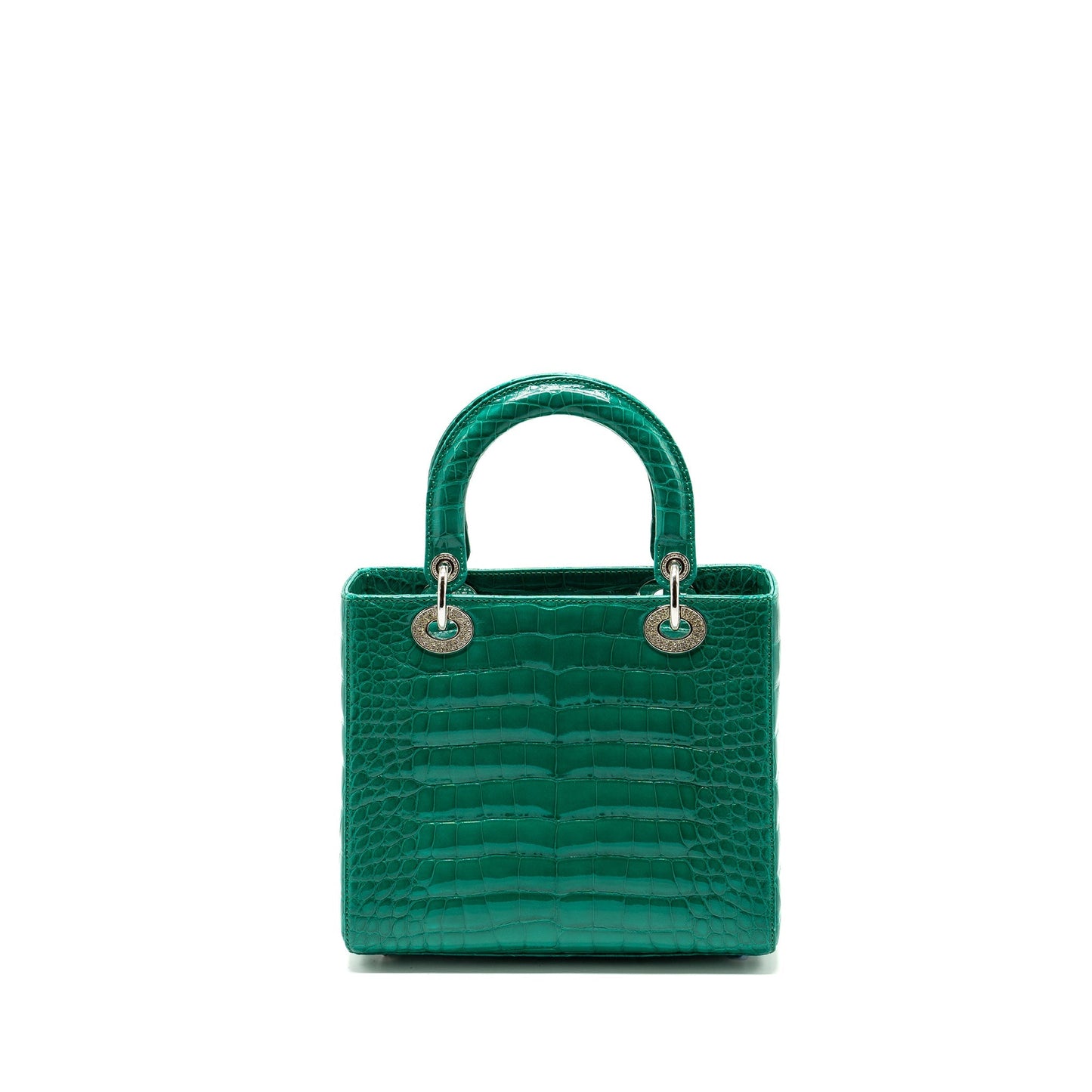 Dior medium lady dior crocodile green with crystal