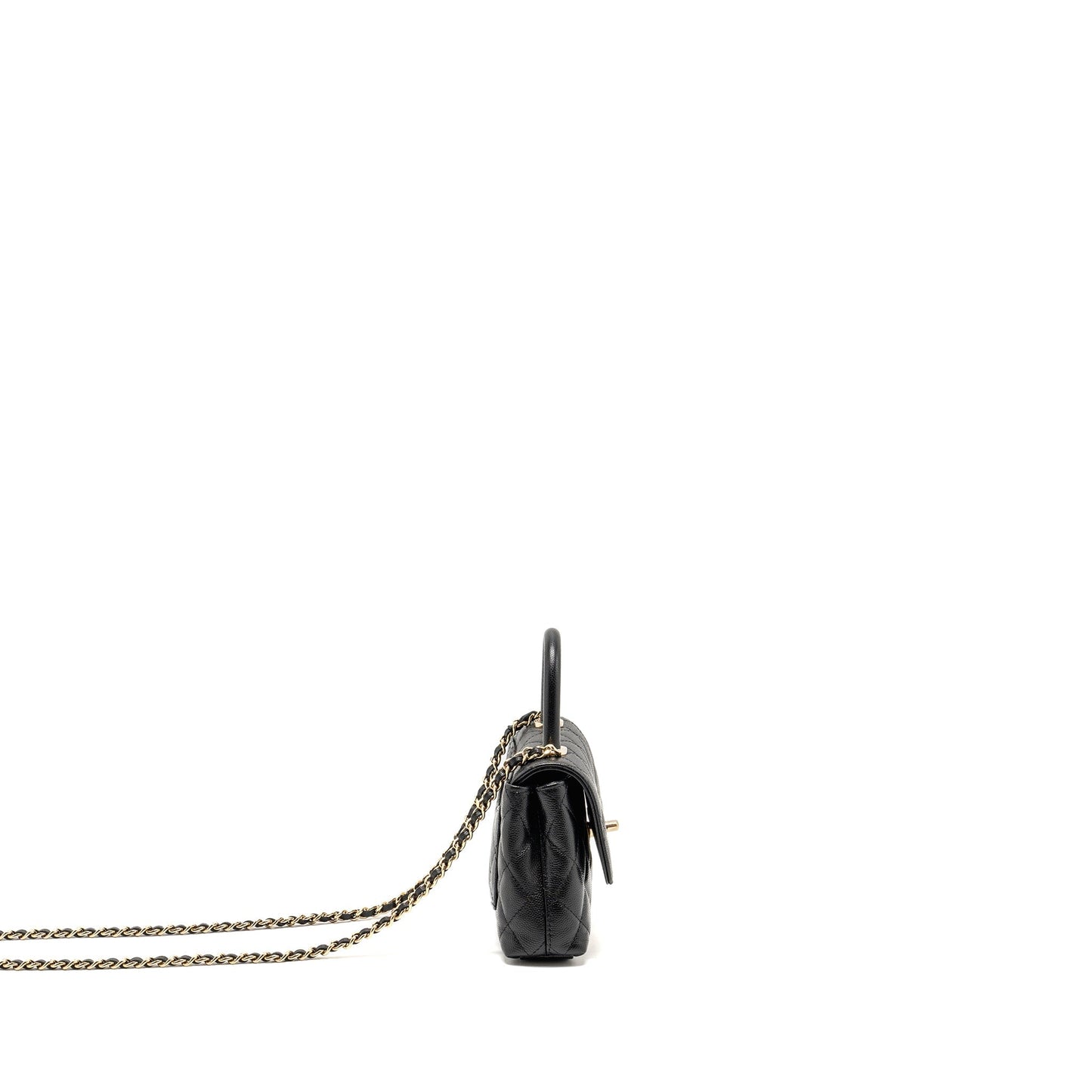Chanel Coco Handle Clutch with Chain Caviar Black L (Microchip)
