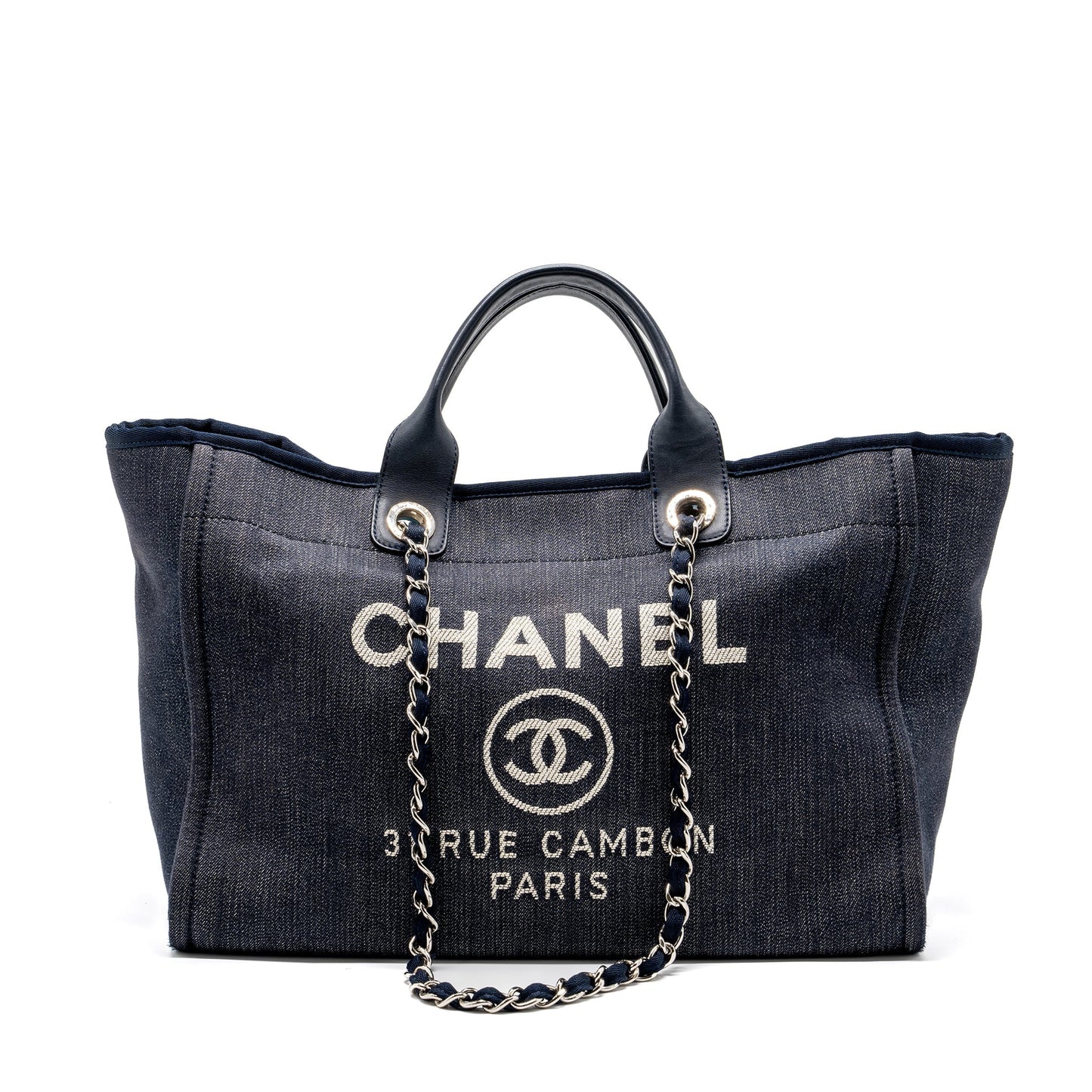Chanel Deauville Tote Bag Canvas Blue Denim