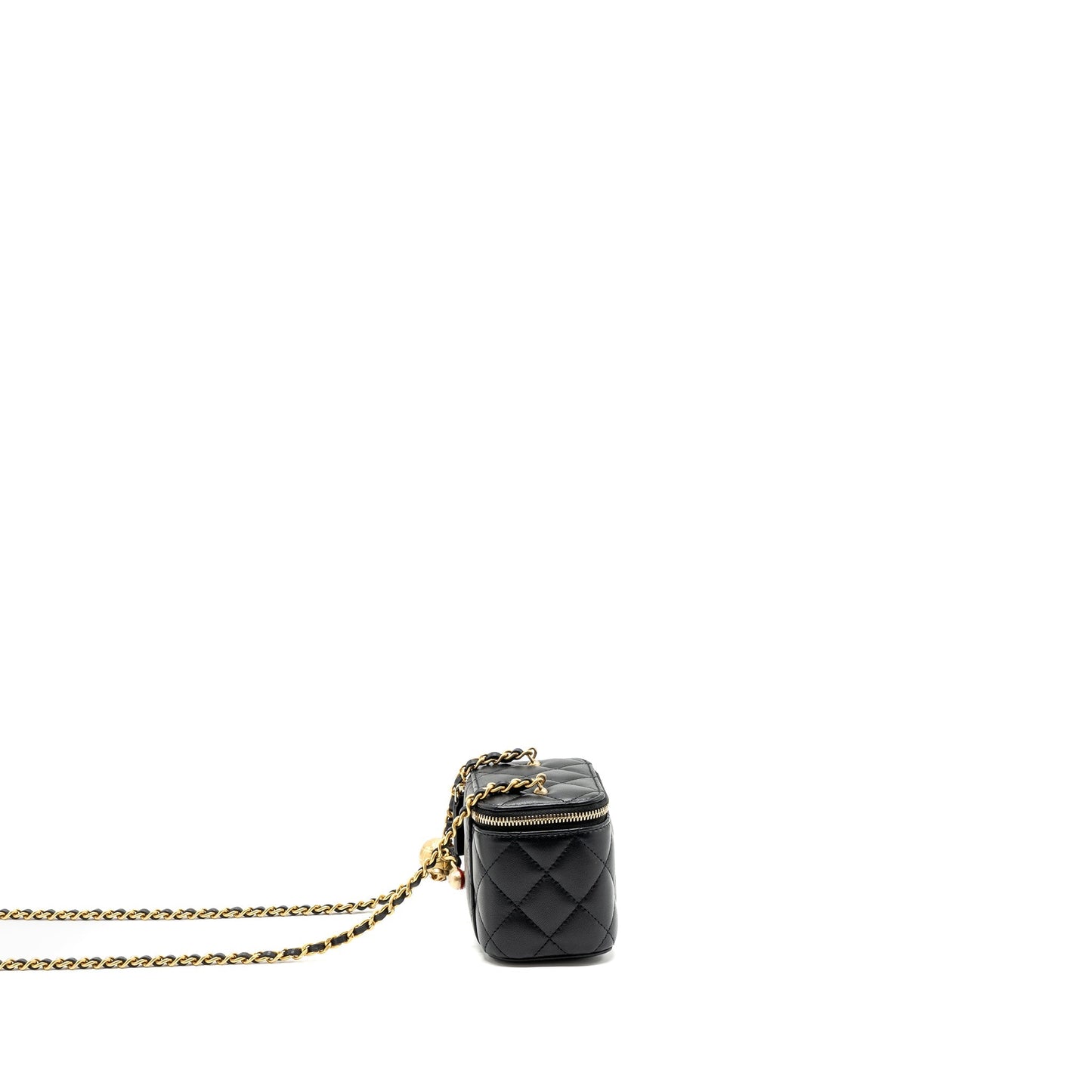 Chanel Pearl Crush Mini Vanity Case Lambskin Black  (microchip)