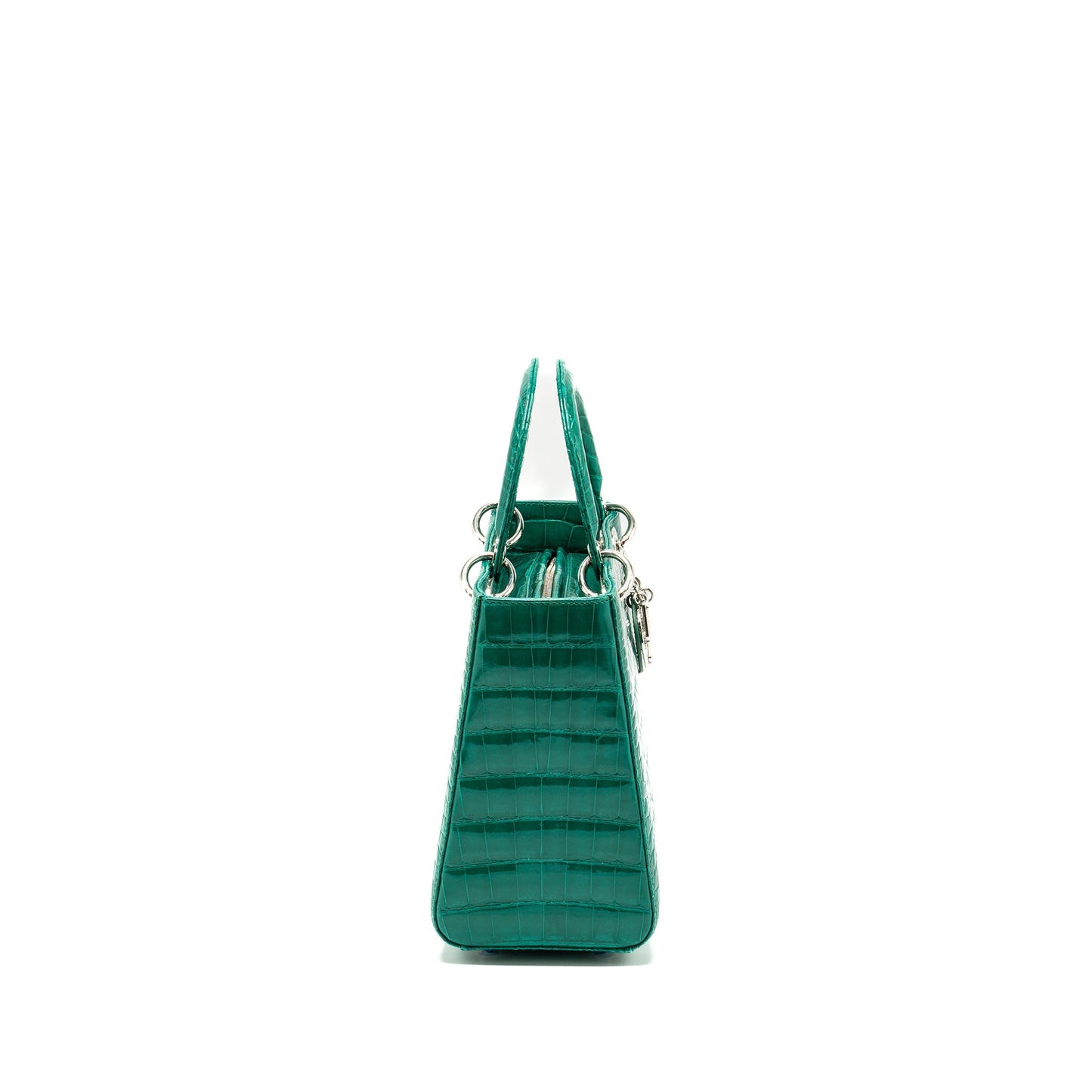 Dior medium lady dior crocodile green with crystal