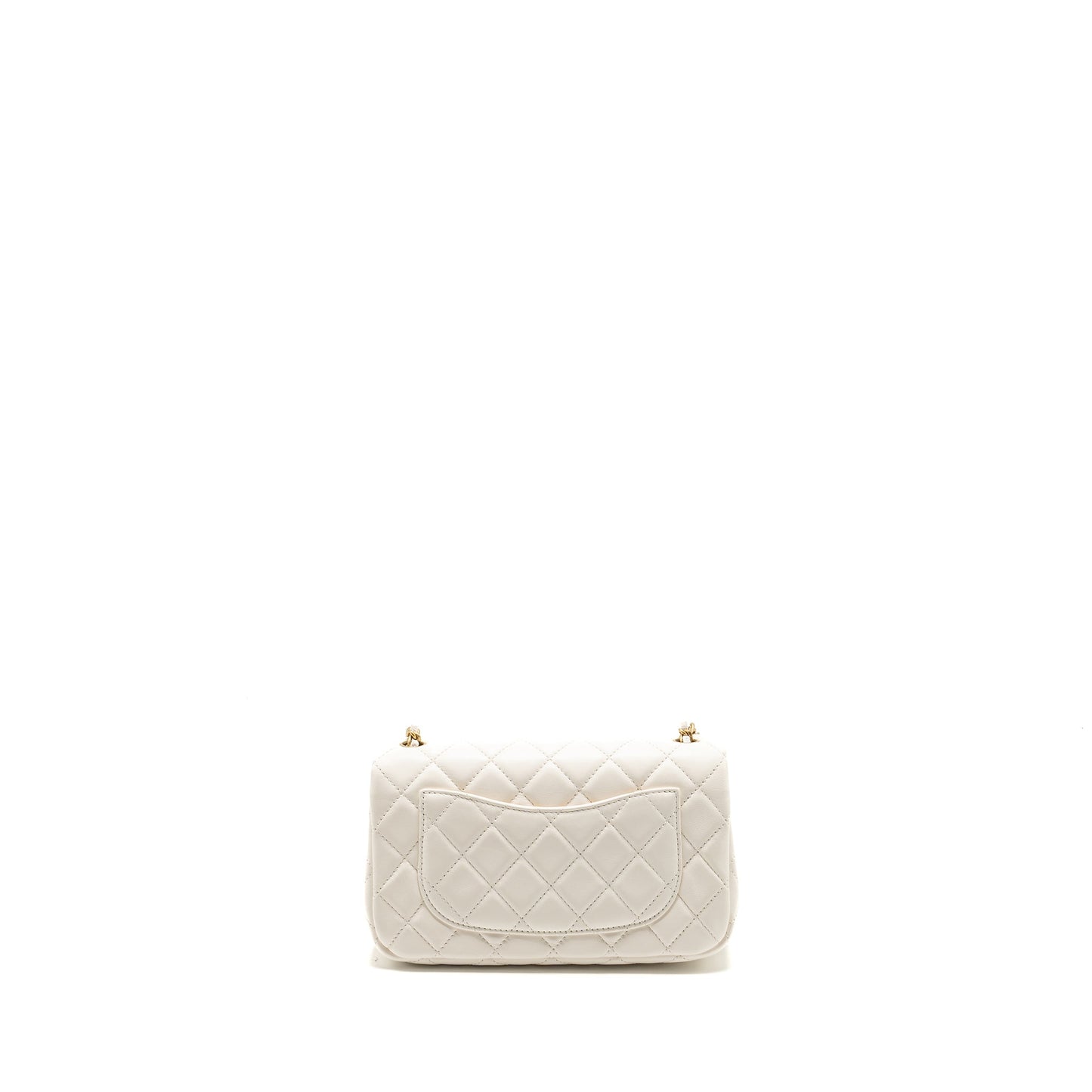 Chanel pearl crush mini rectangular flap bag lambskin White (microchip)