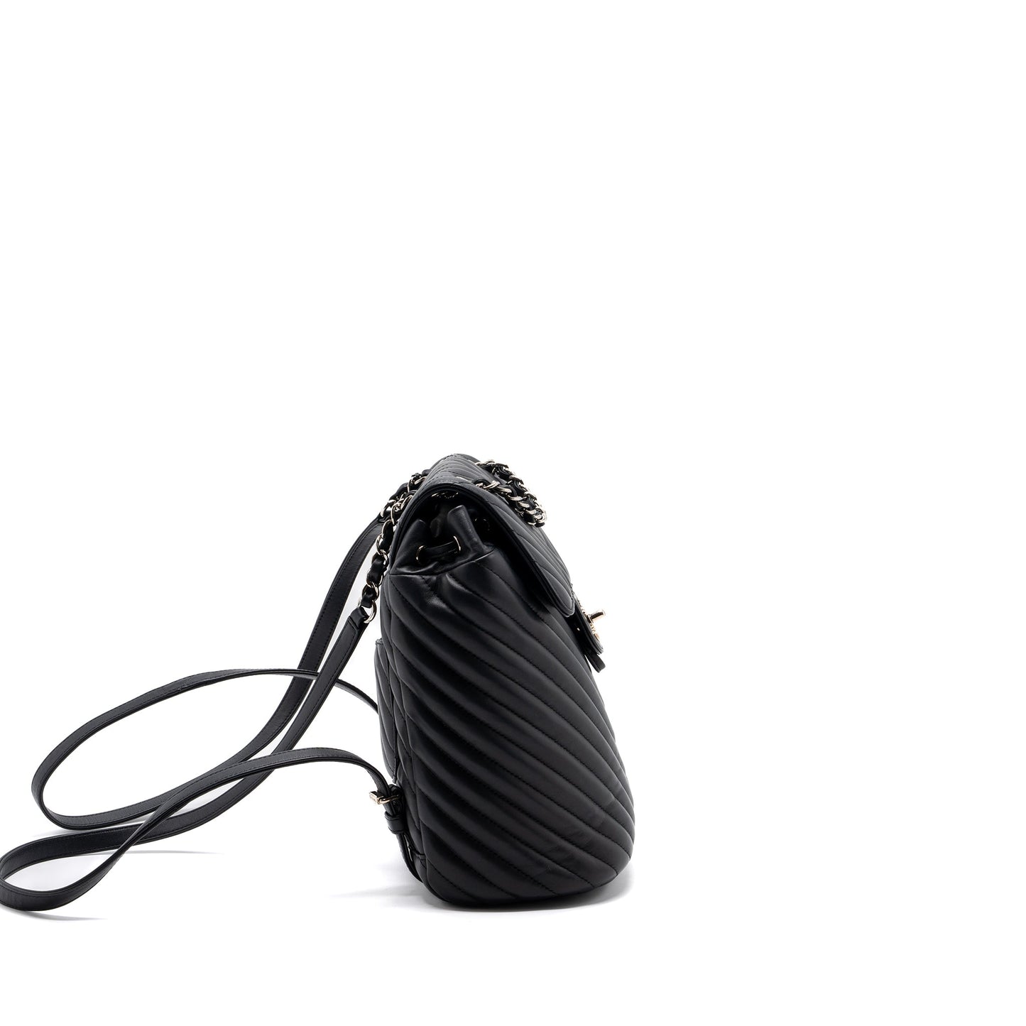 Chanel Small Urban Spirit Backpack Chevron Calfskin Black