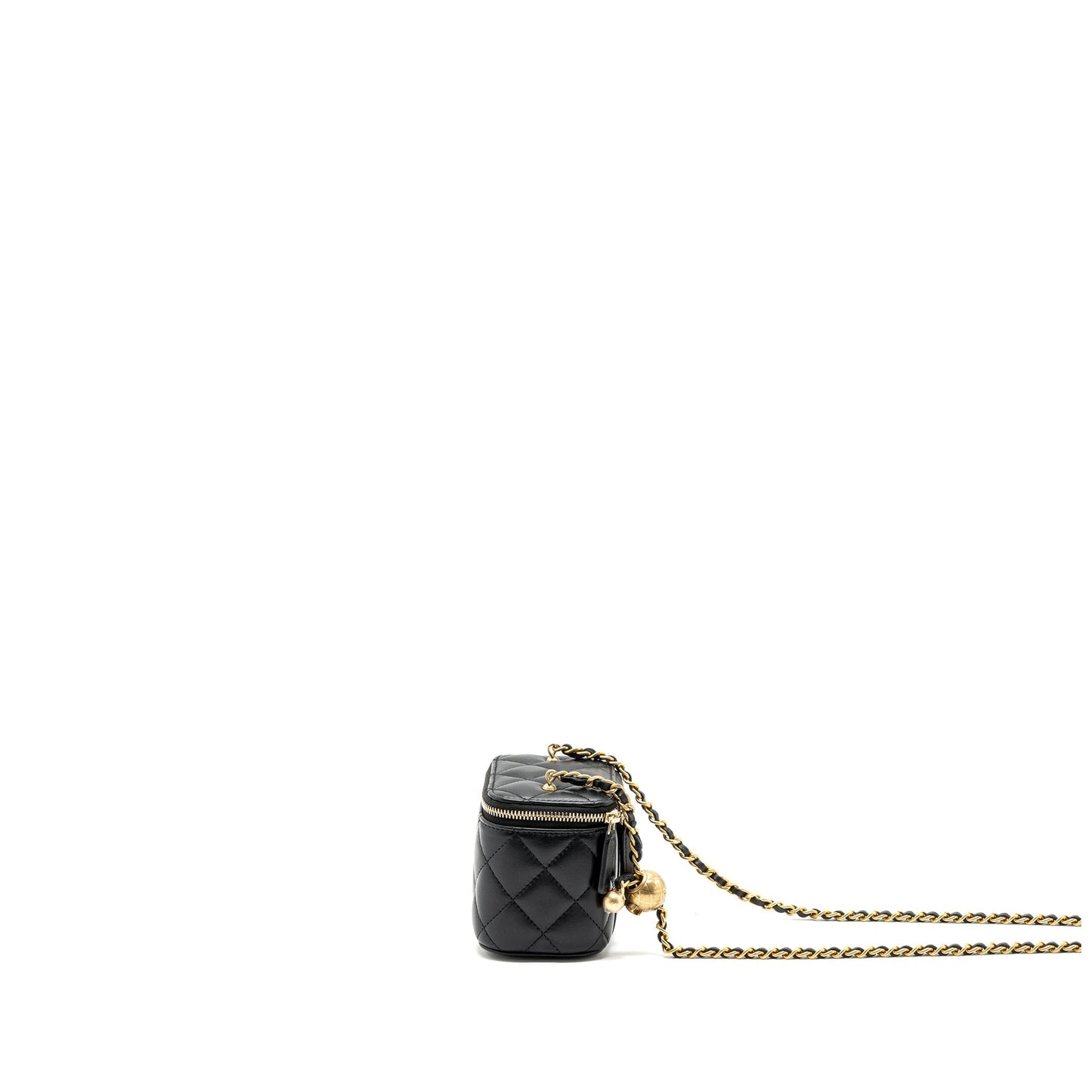 Chanel Pearl Crush Mini Vanity Case Lambskin Black  (microchip)