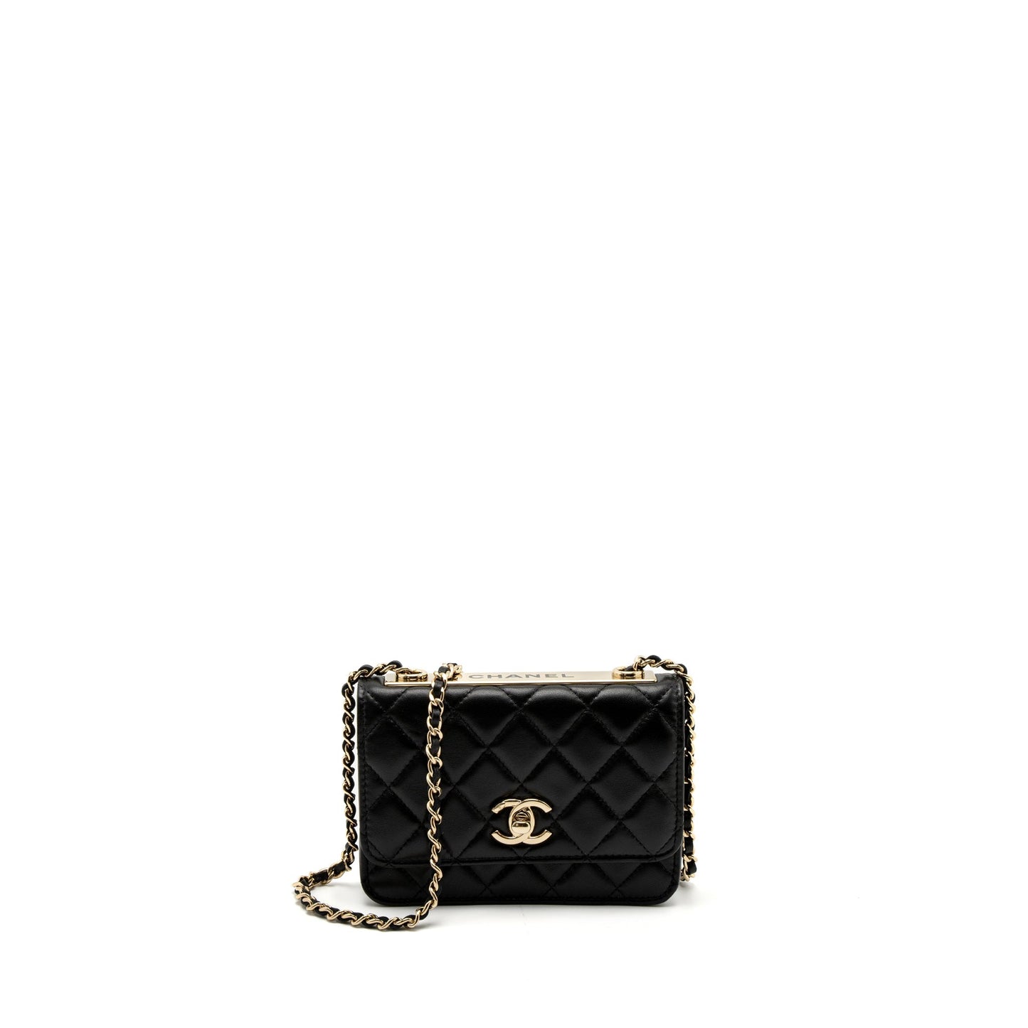 Chanel Mini Trendy CC Wallet on Chain Lambskin Black L (Microchip)