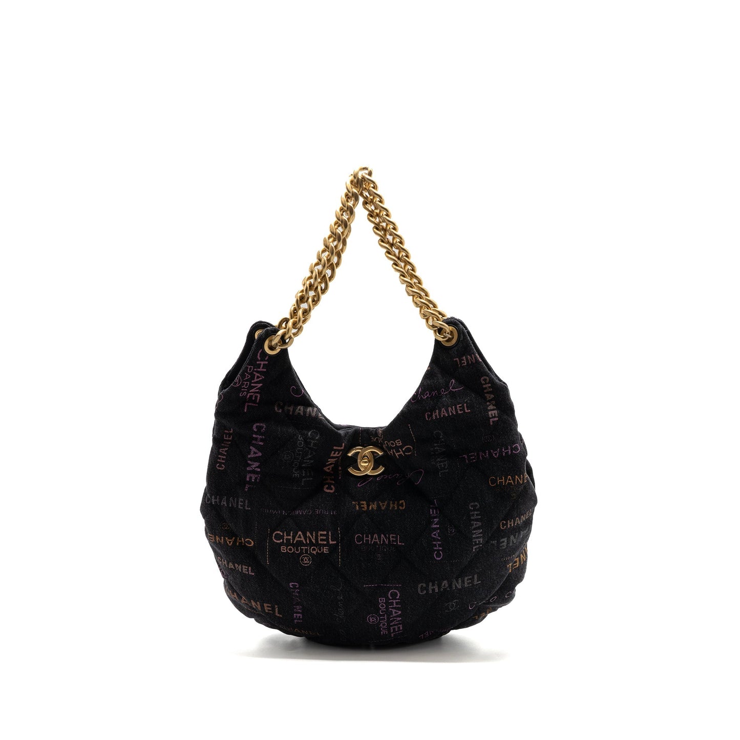 Chanel Denim Graffiti Shoulder bag black  (microchip)