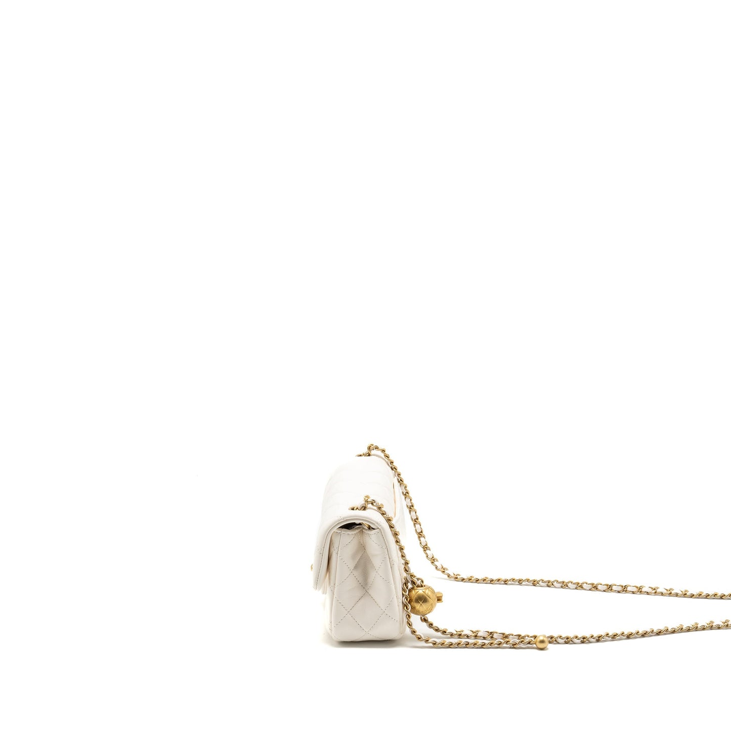 Chanel pearl crush mini rectangular flap bag lambskin White (microchip)