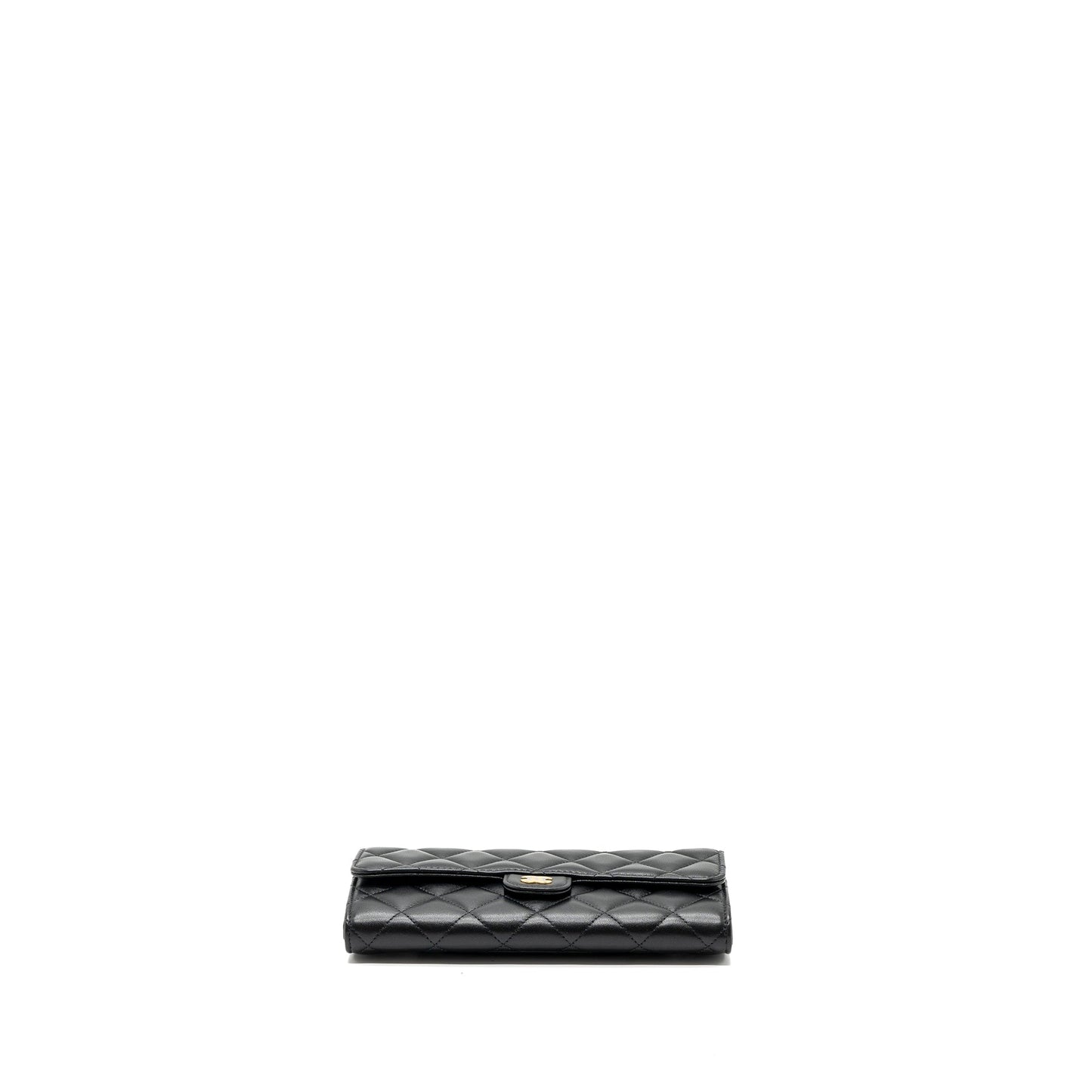 Chanel classic long flap wallet lambskin black  (microchip)