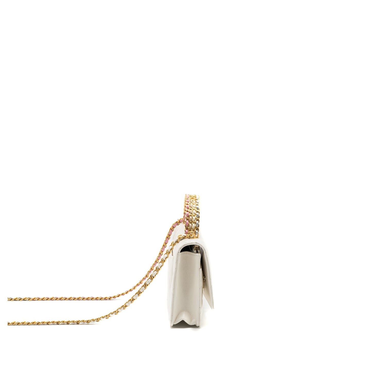 Chanel 23p Letter Top Handle Wallet On Chain Calfskin White (Microchip)