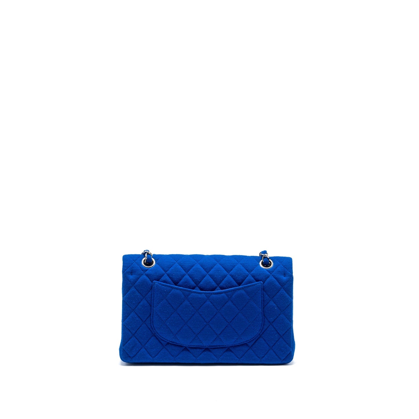 Chanel medium classic double flap bag fabric blue