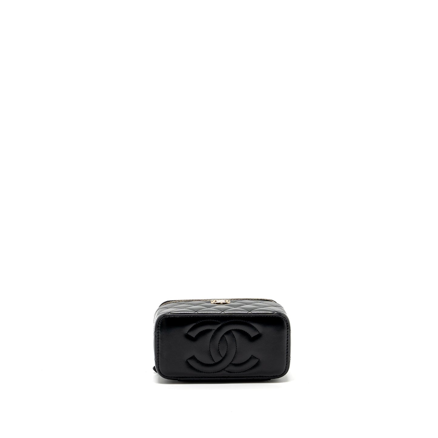 Chanel long vanity case with charms chain Calfskin Black L (microchip)