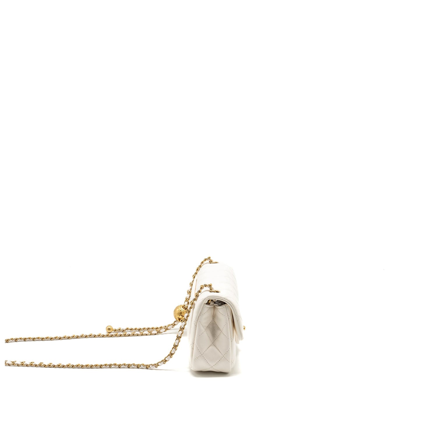 Chanel pearl crush mini rectangular flap bag lambskin White (microchip)
