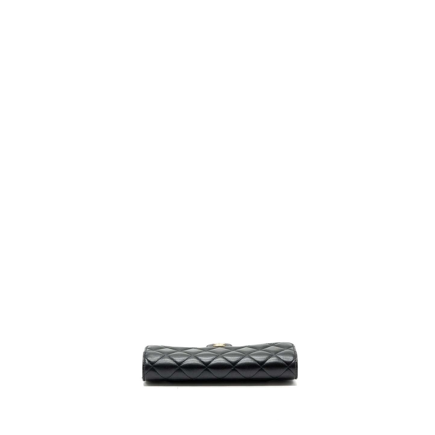 Chanel classic long flap wallet lambskin black  (microchip)