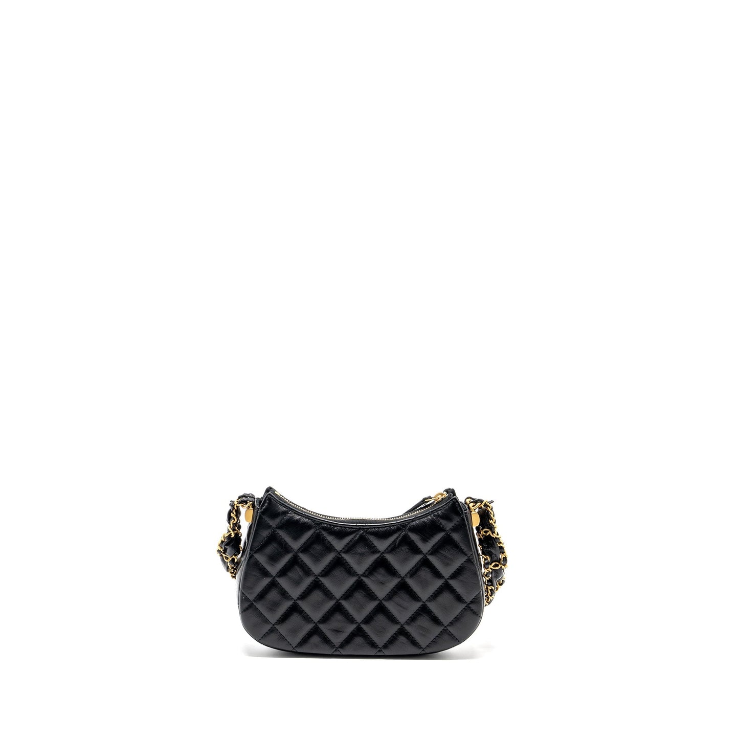 Chanel 23k Small Hobo Shoulder Bag Calfskin Black  (microchip)