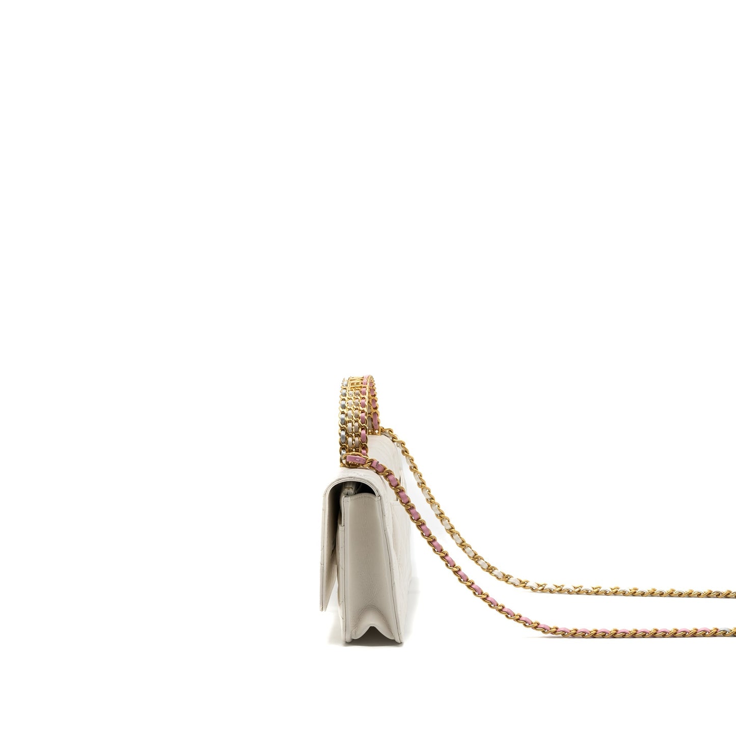 Chanel 23p Letter Top Handle Wallet On Chain Calfskin White (Microchip)