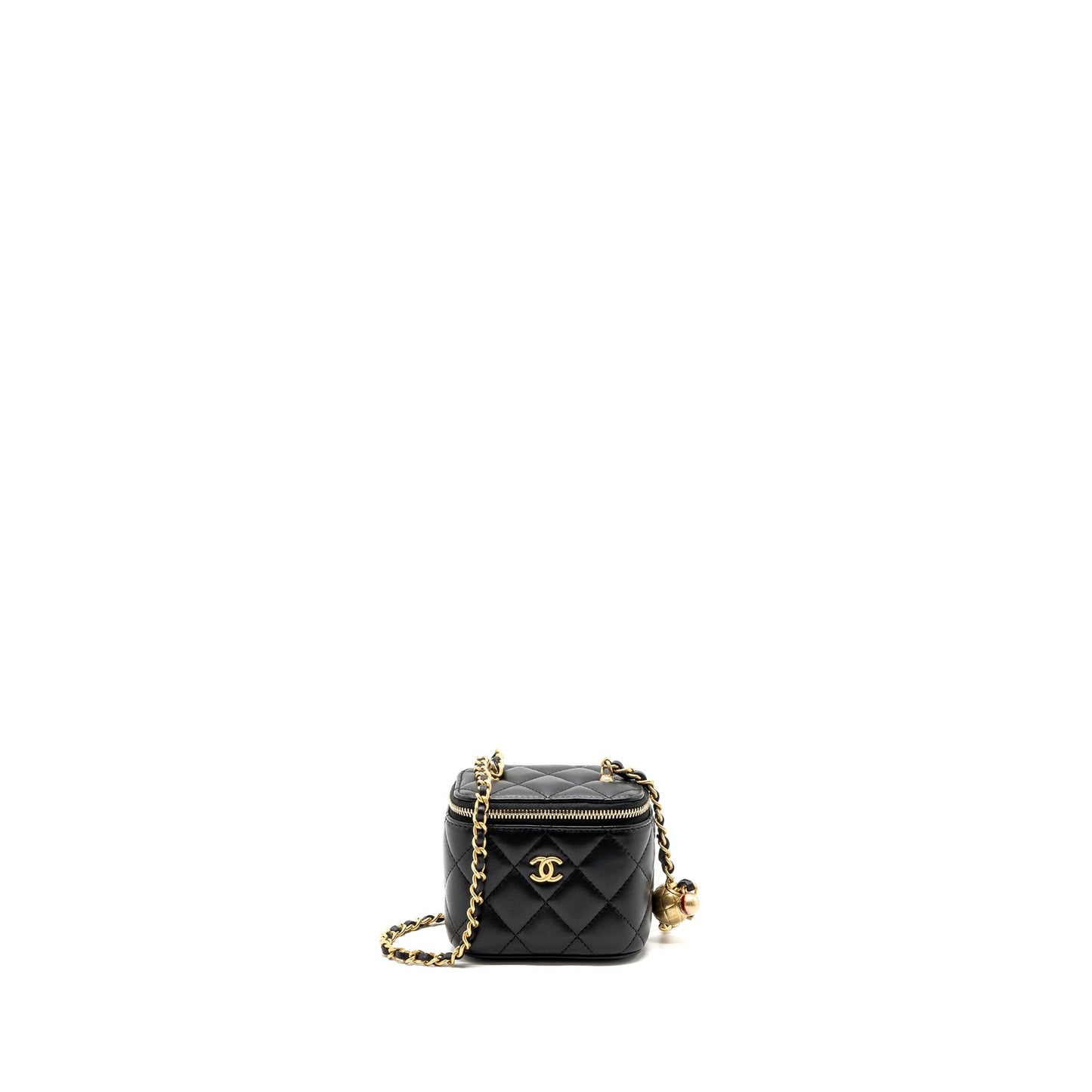Chanel Pearl Crush Mini Vanity Case Lambskin Black  (microchip)