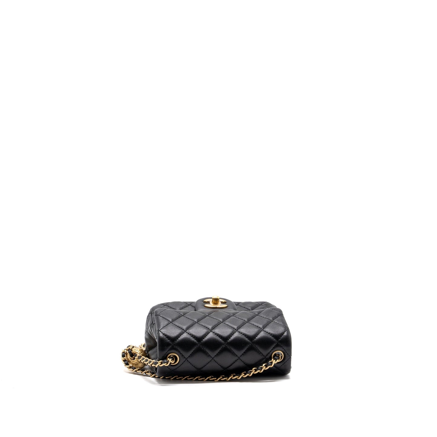 Chanel Pearl Crush Mini Square Flap Bag Lambskin Black (Microchip)