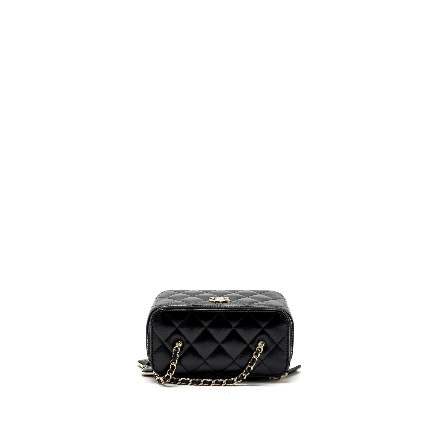 Chanel long vanity case with charms chain Calfskin Black L (microchip)