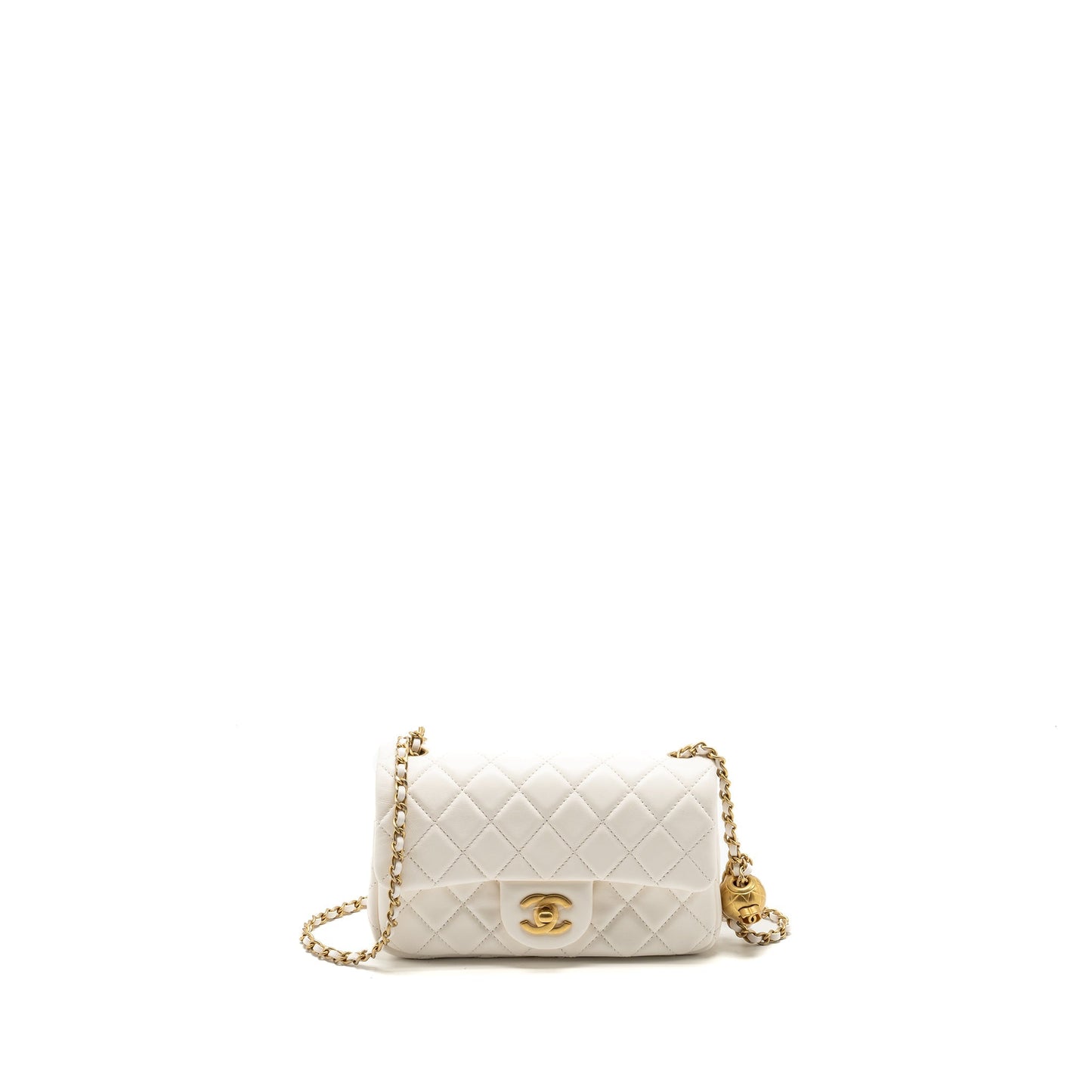 Chanel pearl crush mini rectangular flap bag lambskin White (microchip)