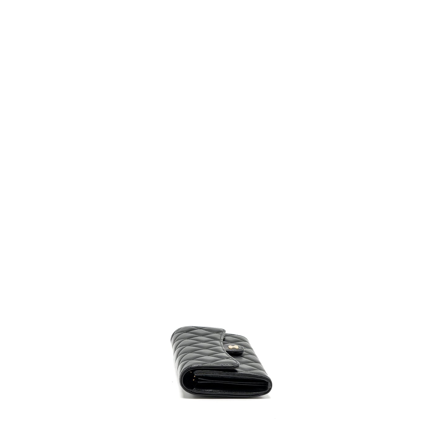 Chanel classic long flap wallet lambskin black  (microchip)