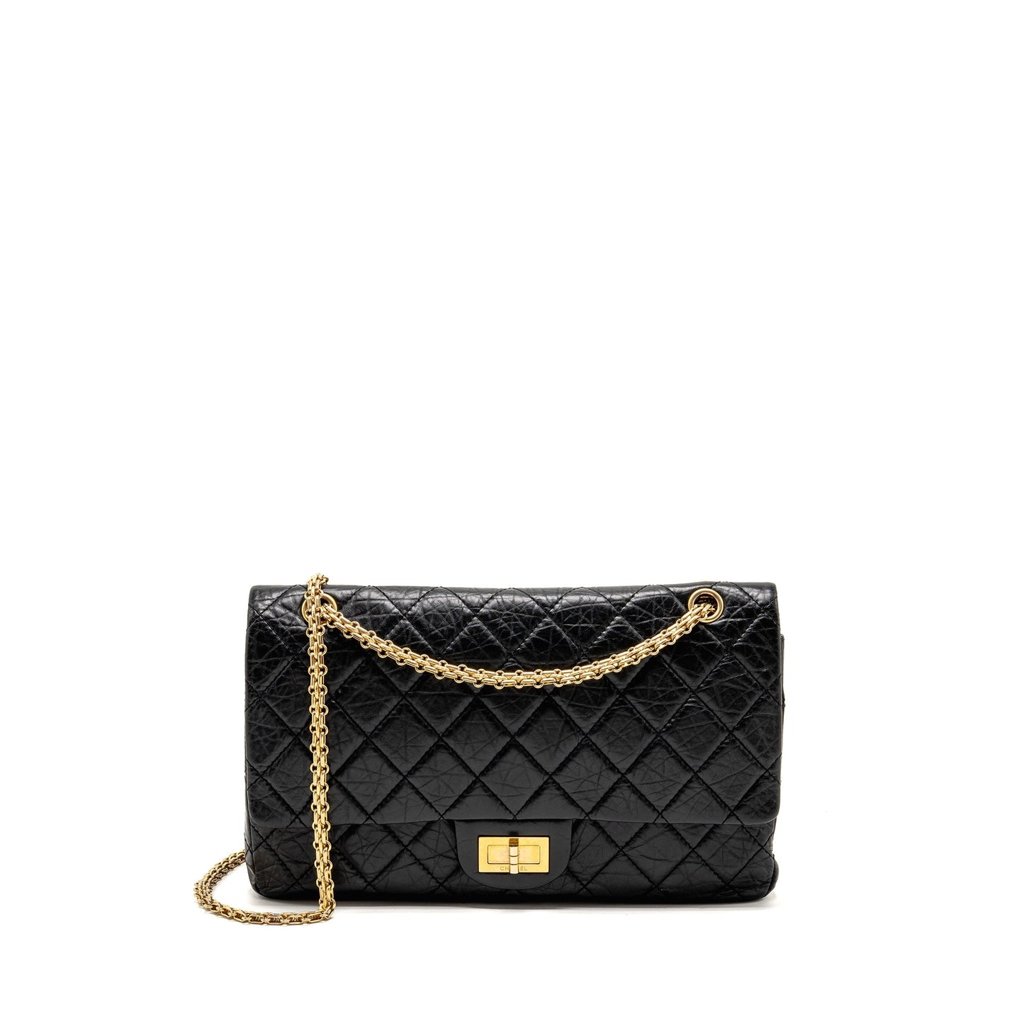 Chanel Large 2.55 226 Reissue Double Flap Bag Aged Calfskin Black