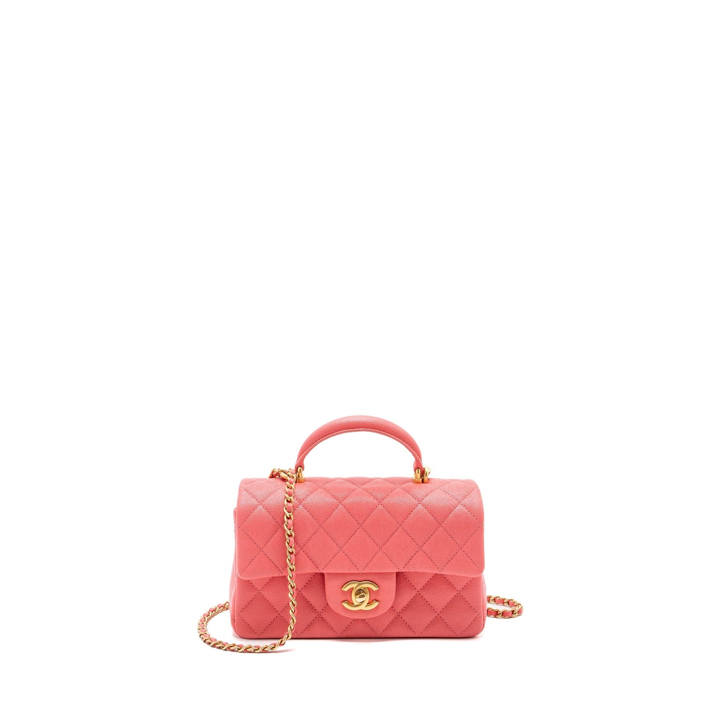 Chanel Top Handle Mini Rectangular Flap Bag Caviar Pink