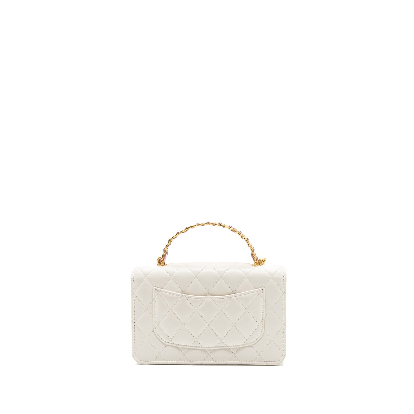 Chanel 23p Letter Top Handle Wallet On Chain Calfskin White (Microchip)