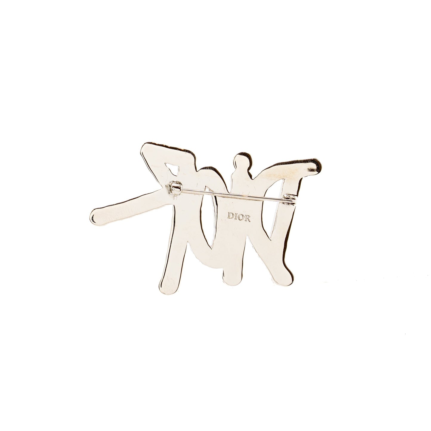 Dior x Shawn Stussy crystal logo Brooch Red