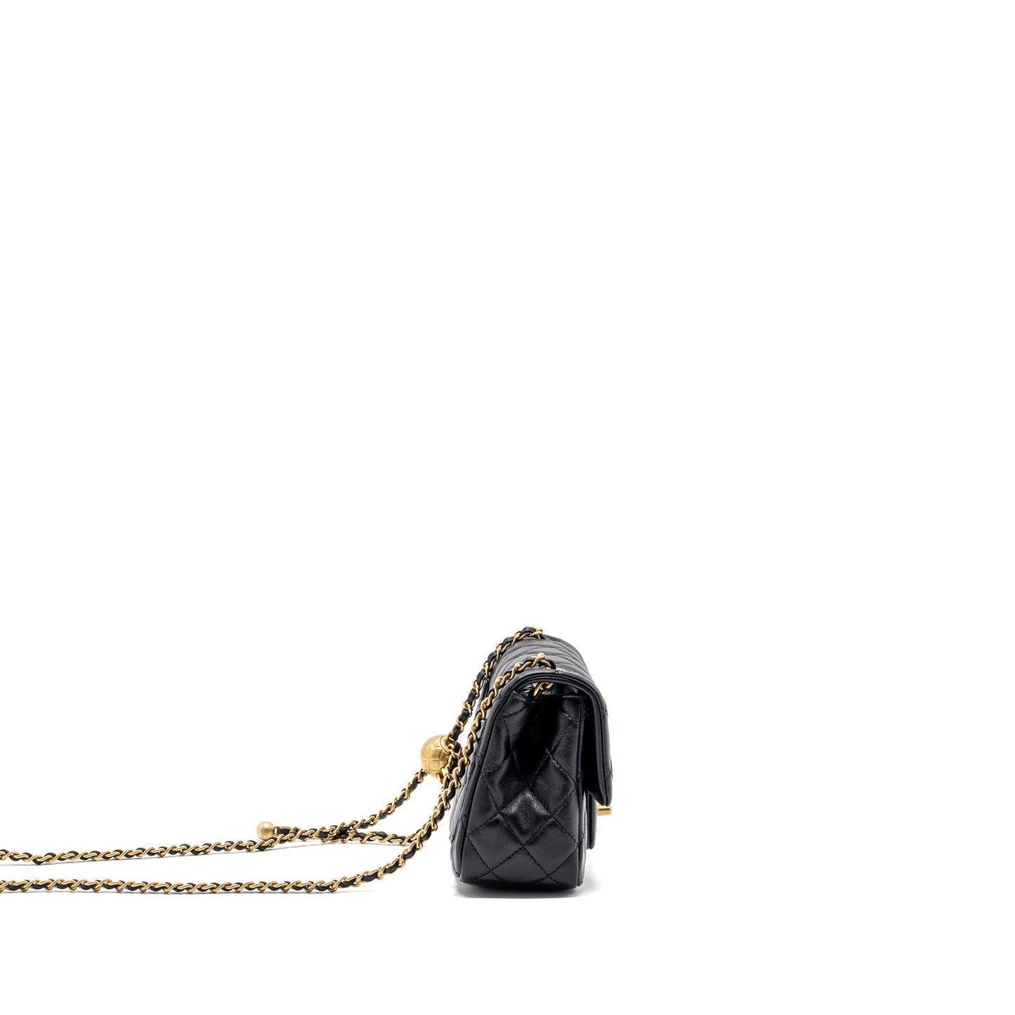 Chanel Pearl Crush Mini Square Flap Bag Lambskin Black (Microchip)