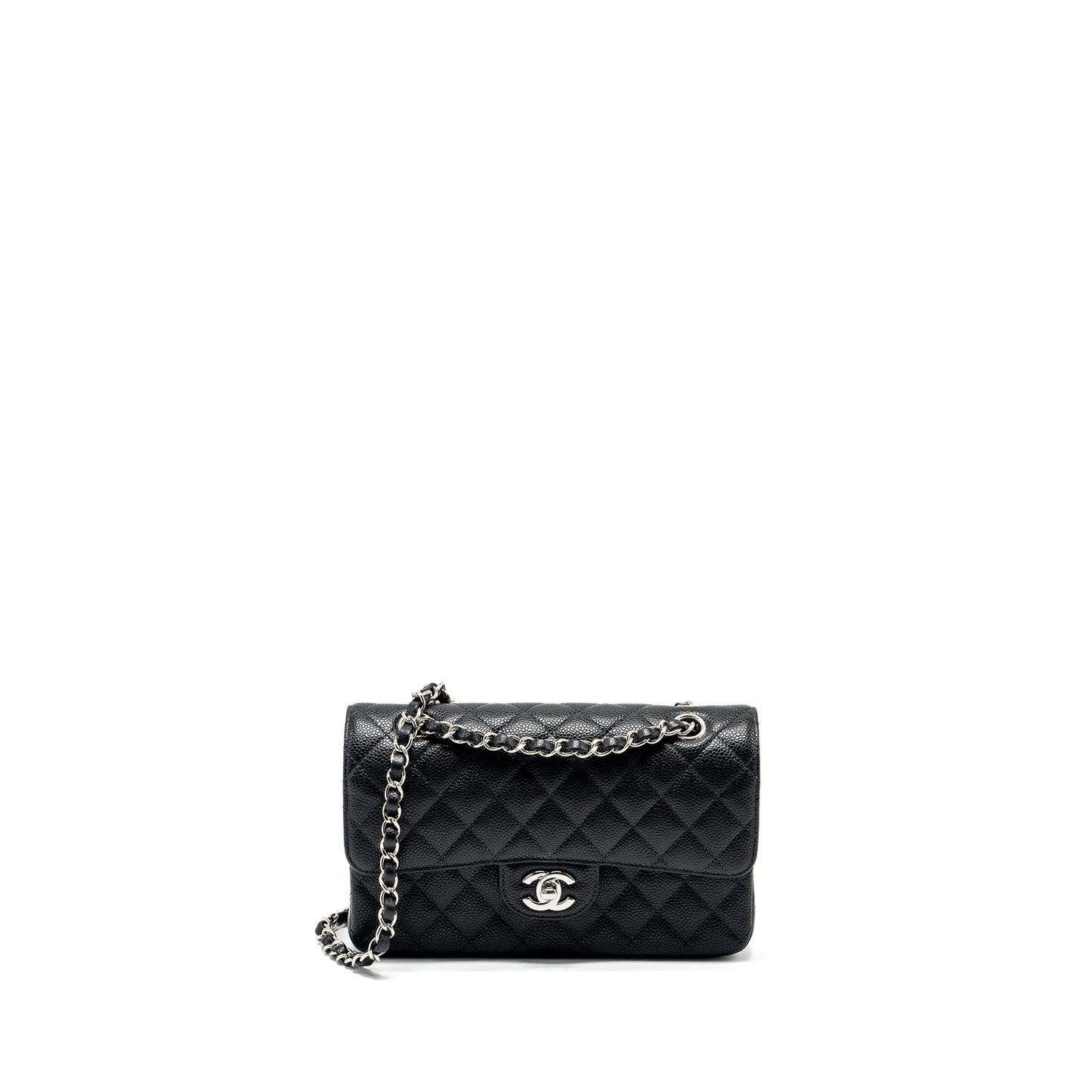 Chanel Small Classic Double Flap Bag Caviar Black  (microchip)