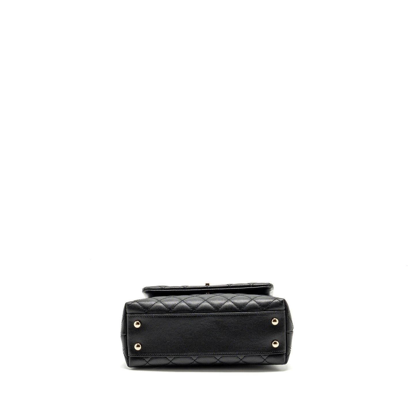 Chanel Small Coco Handle with Lizard Embossed Handle Caviar Black L