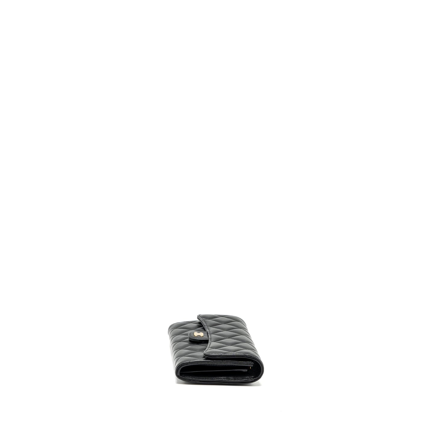 Chanel classic long flap wallet lambskin black  (microchip)