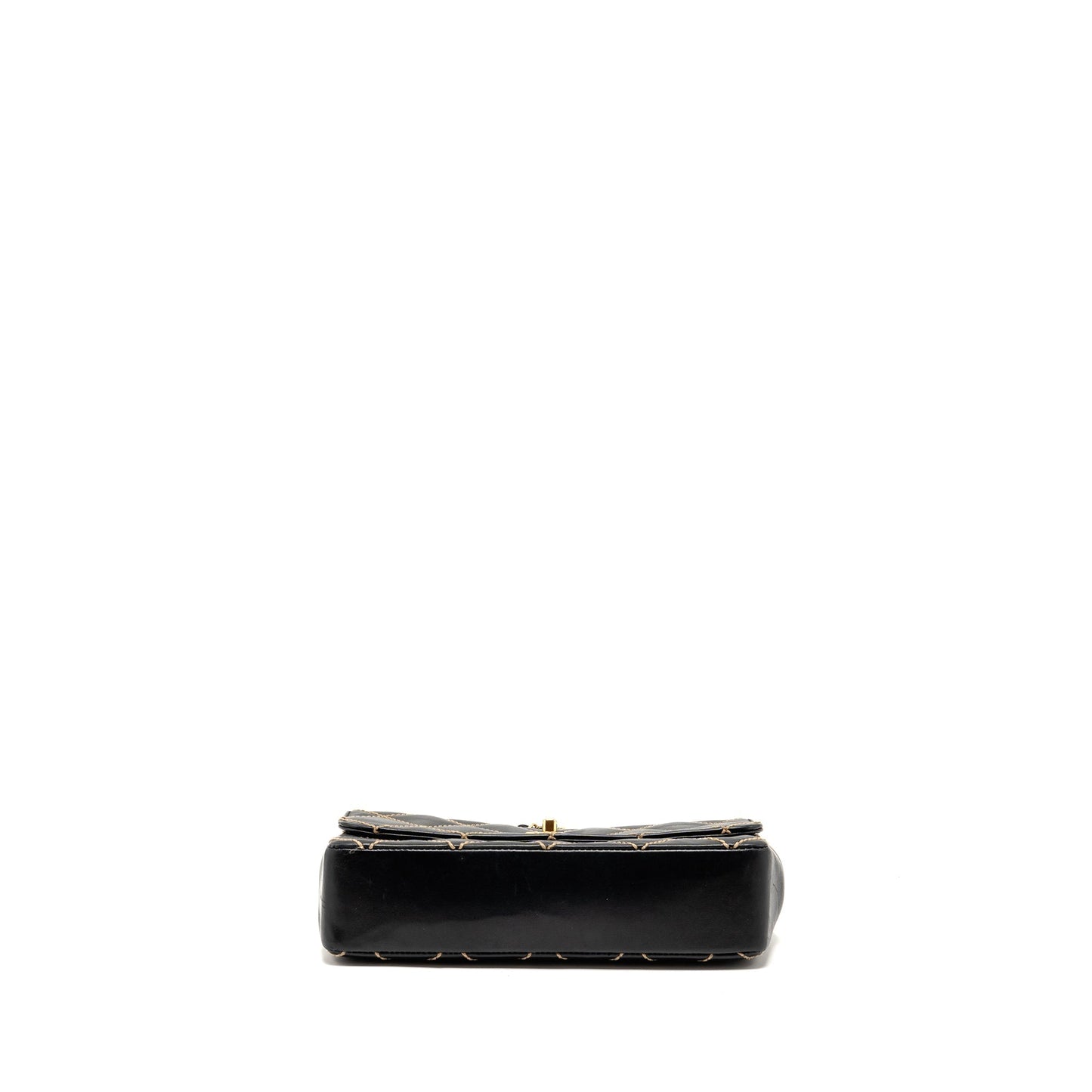 Chanel  quilted flap bag lambskin black with white stitching