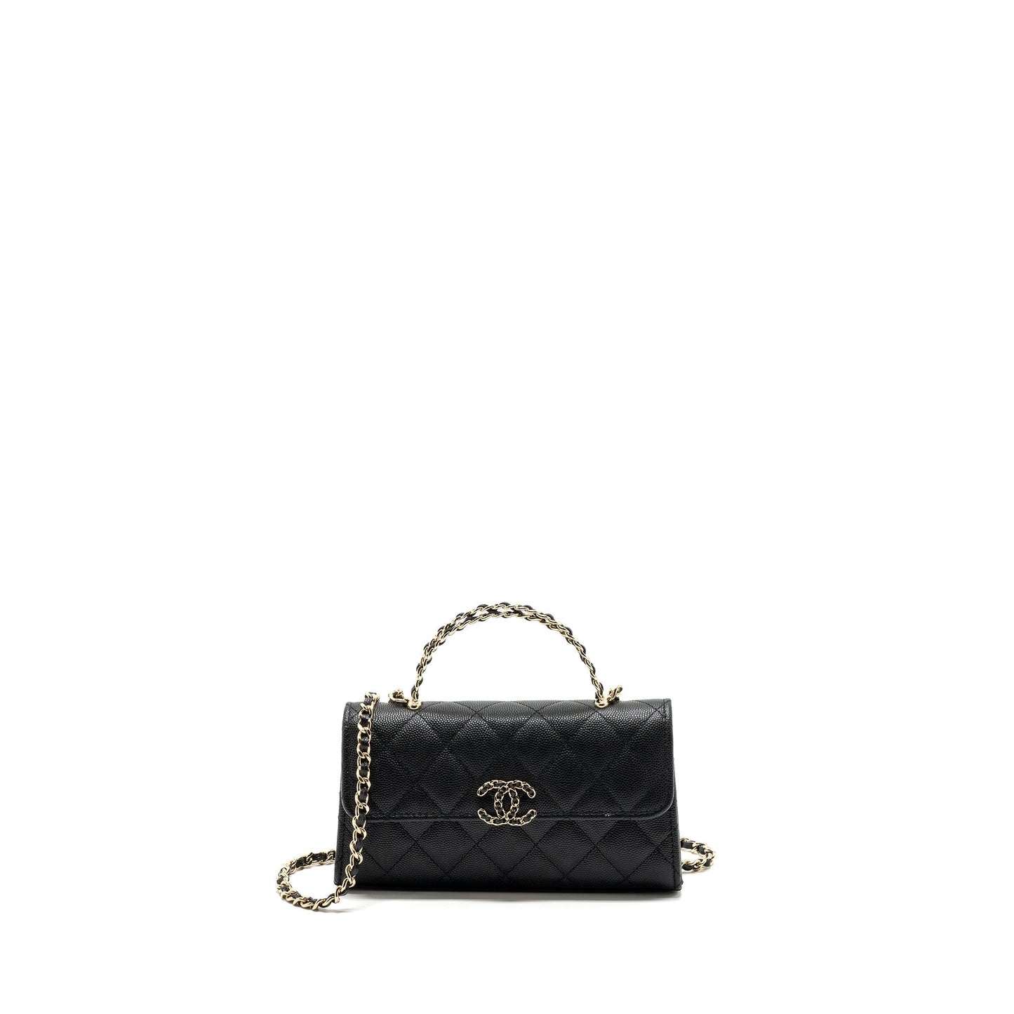 Chanel 23P Top Handle Mini Flap Bag Caviar Black L (Microchip)