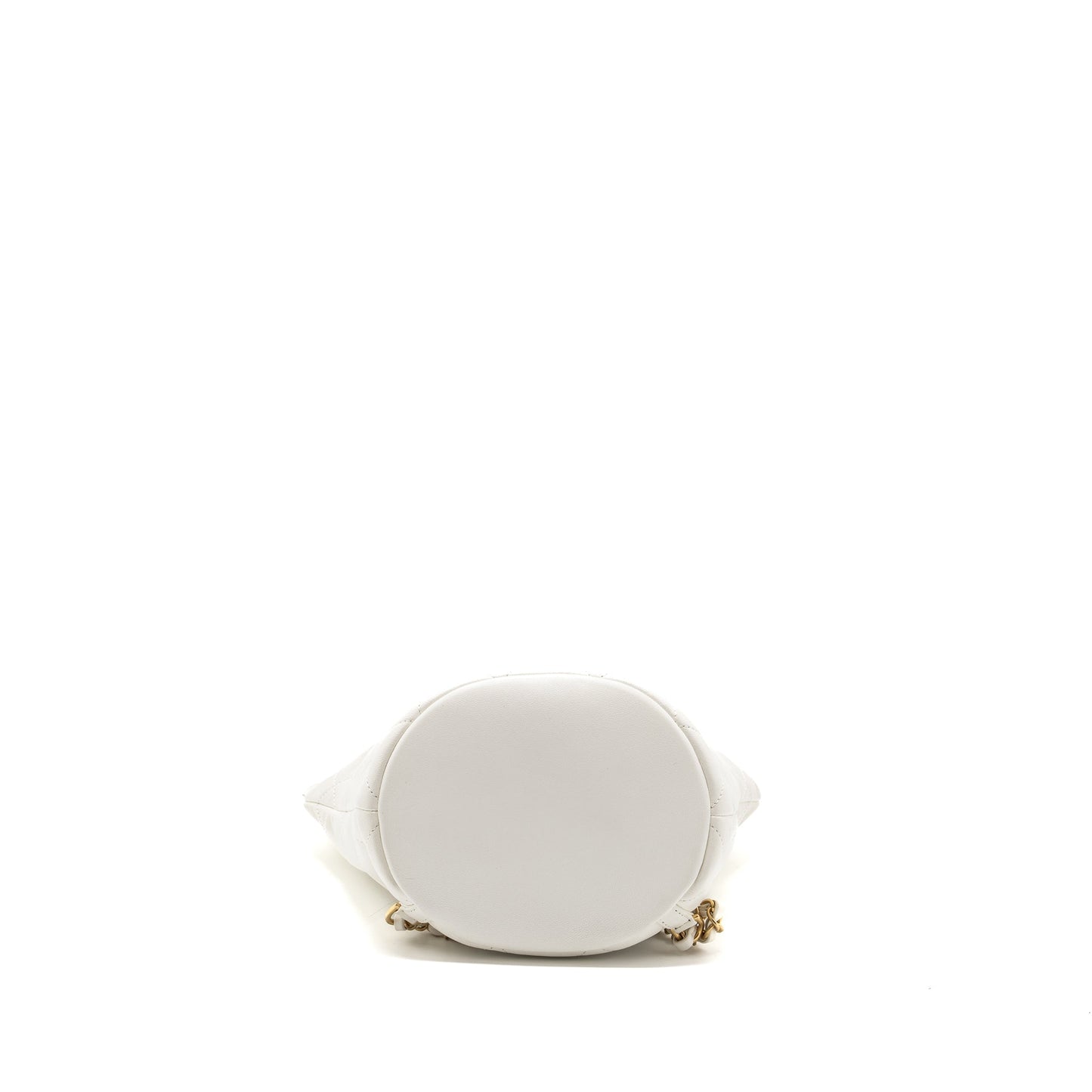 Chanel Round Handle Bucket Backpack Lambskin White