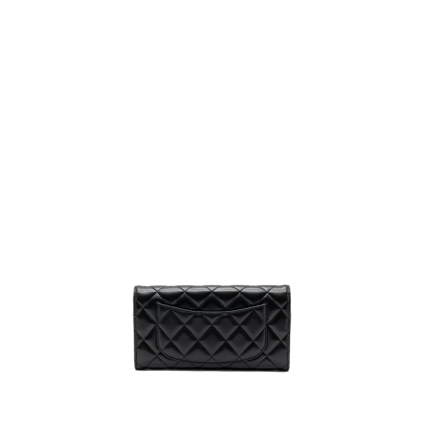 Chanel classic long flap wallet lambskin black  (microchip)