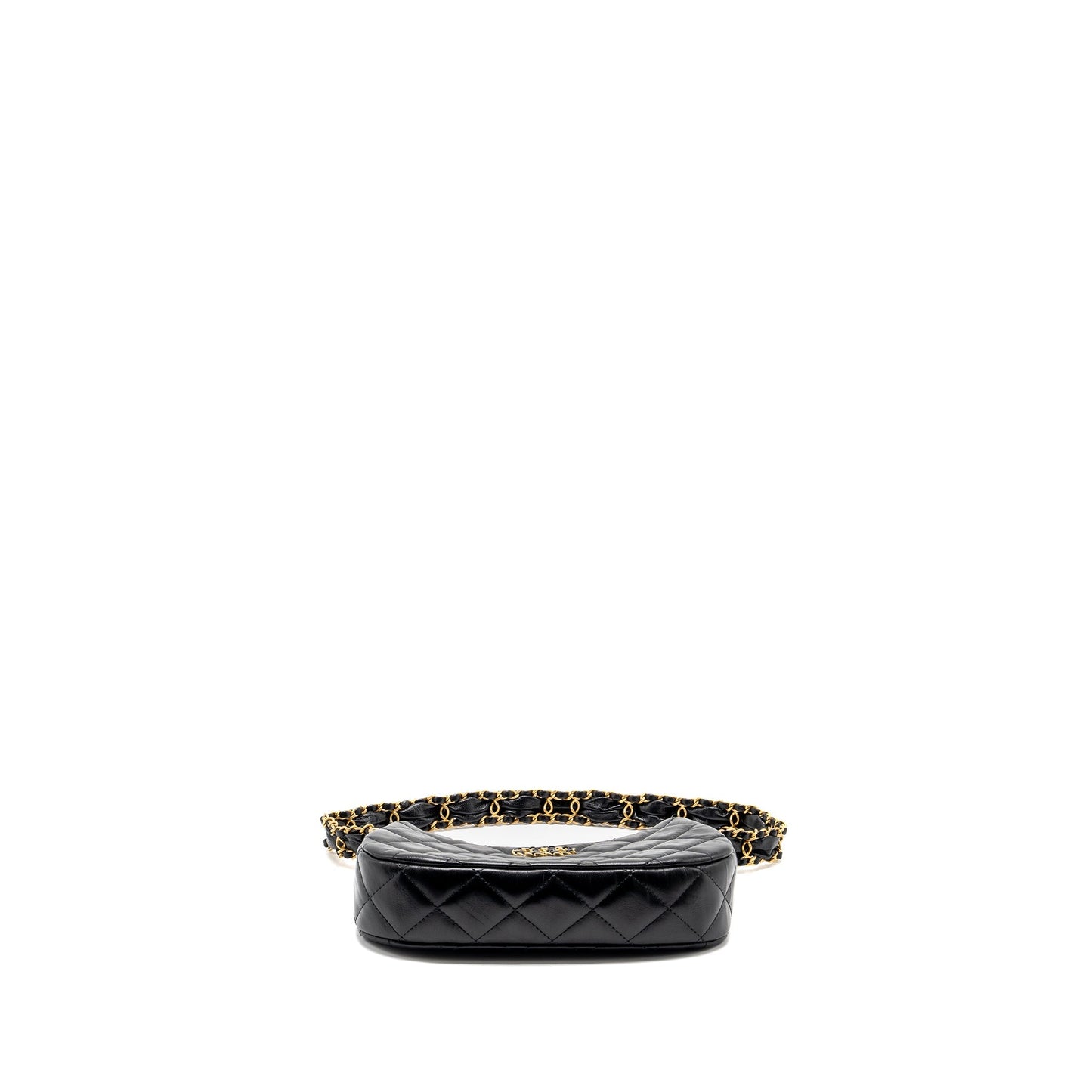 Chanel 23k Small Hobo Shoulder Bag Calfskin Black  (microchip)