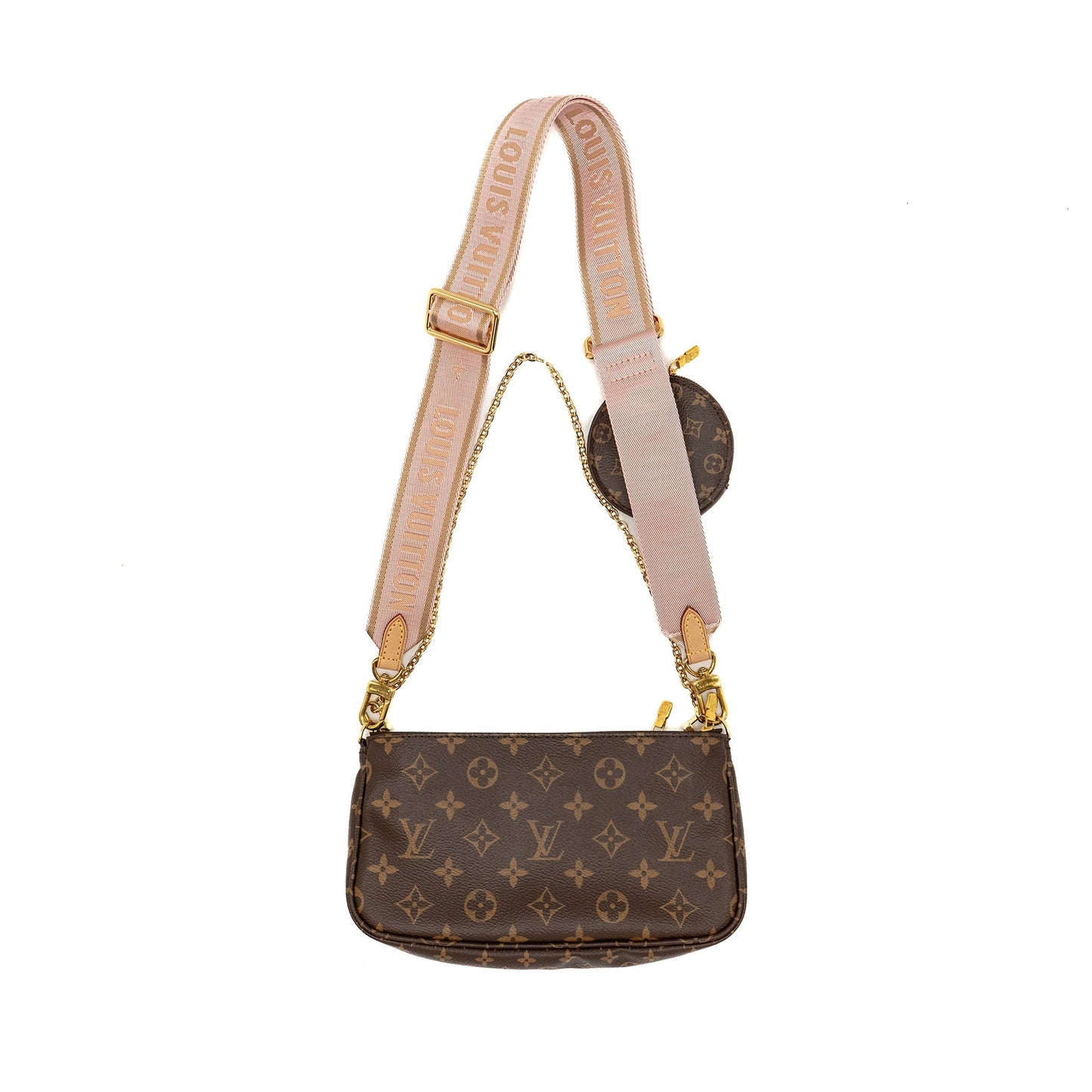 Louis Vuitton Multi Pochette Accessories Monogram Canvas PINK Strap GHW
