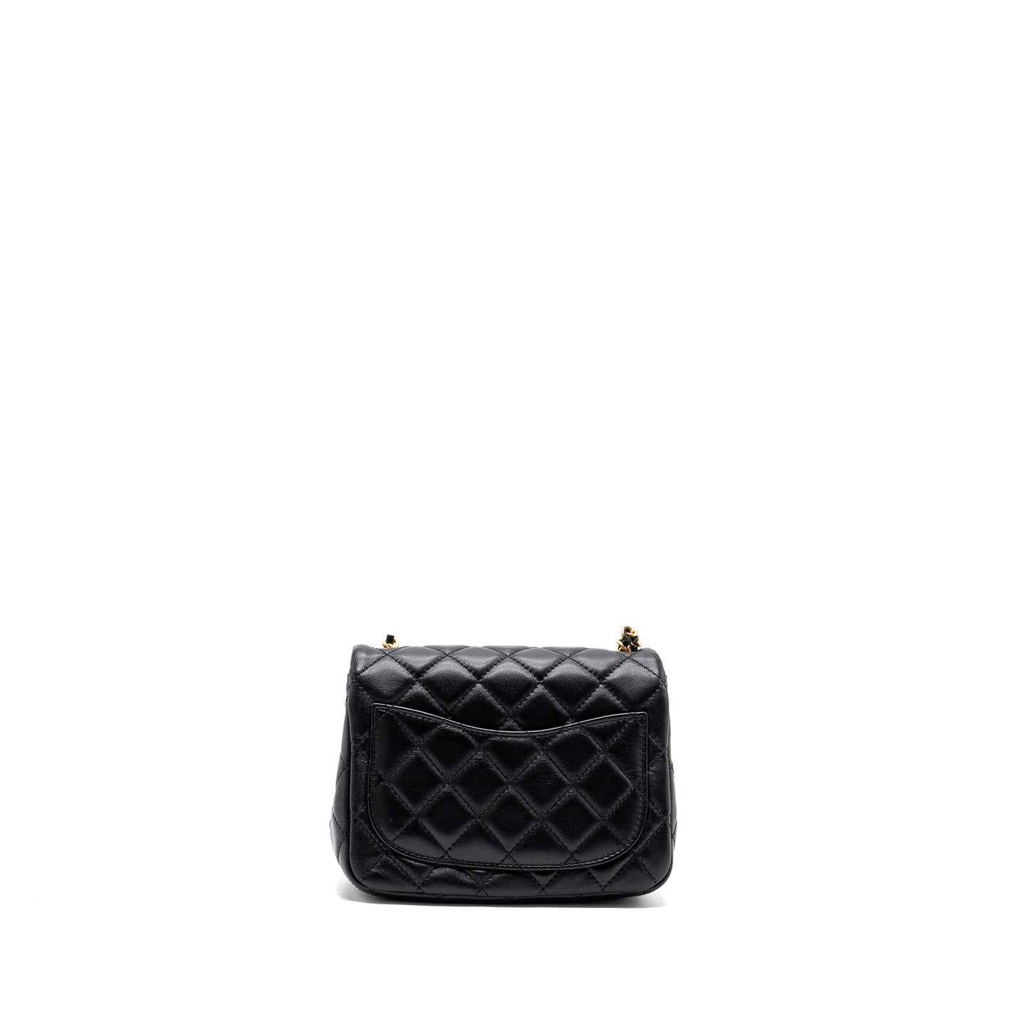 Chanel Pearl Crush Mini Square Flap Bag Lambskin Black (Microchip)