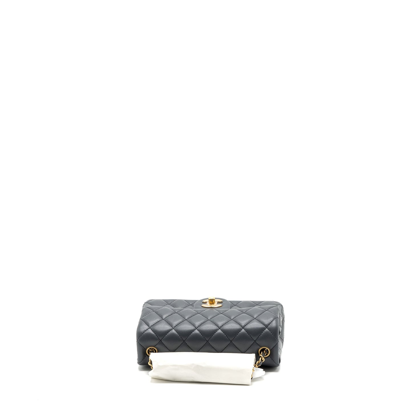 Chanel 23K pearl crush mini rectangular flap bag lambskin dark grey