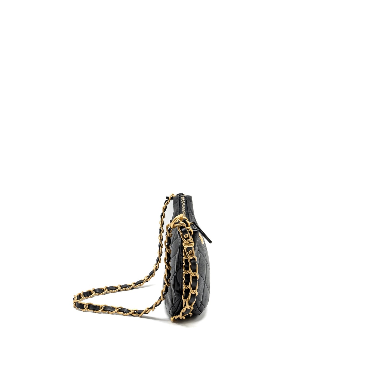 Chanel 23K hobo bag with adjustable chain lambkin black  (microchip)